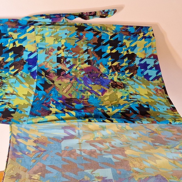 ABS Silver Label sleeveless colourful abstract faux wrap midi dress medium - Picture 4 of 6